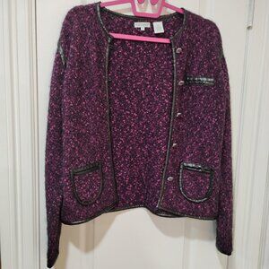 Twiggy LONDON Textured Purple Blazer | 51% Cotton 40% Wool | Size XL